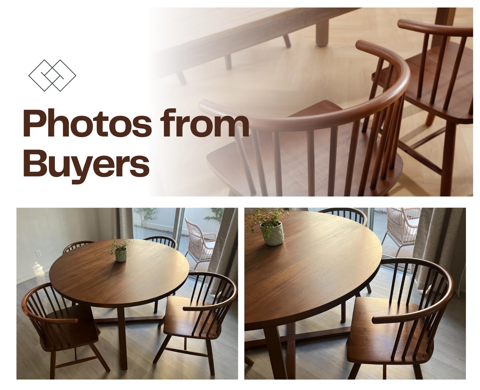 Walnut Dining Chairs Set 6 Farmhouse Spindle Arms Curved Back Windsor Brown image 5