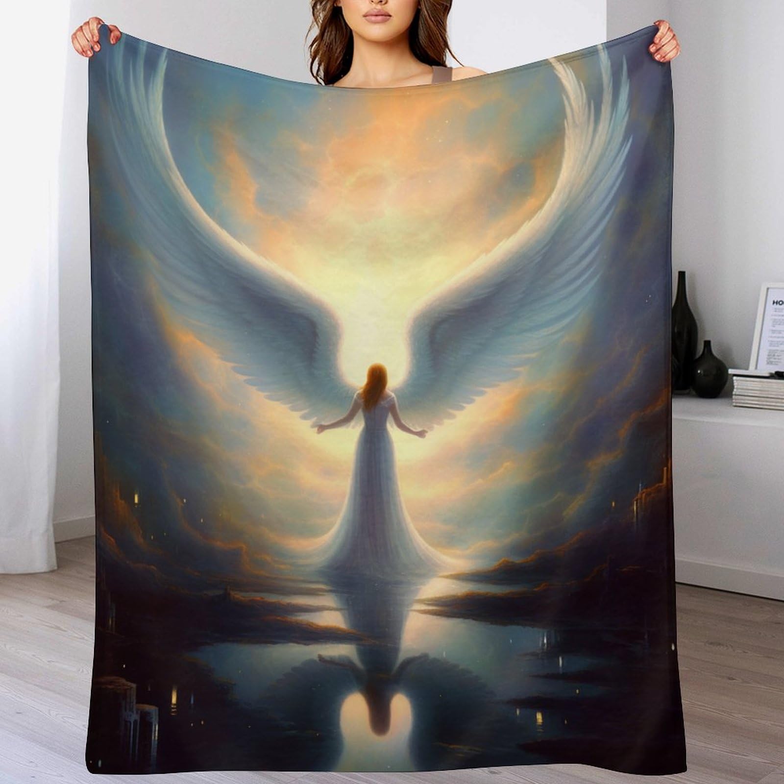 Angels Puszysty koc polarowy, odporny na mechacenie, ciepły i wygodny, na łóżko i sofę, łatwy w pielęgnacji, 178 x 203 cm