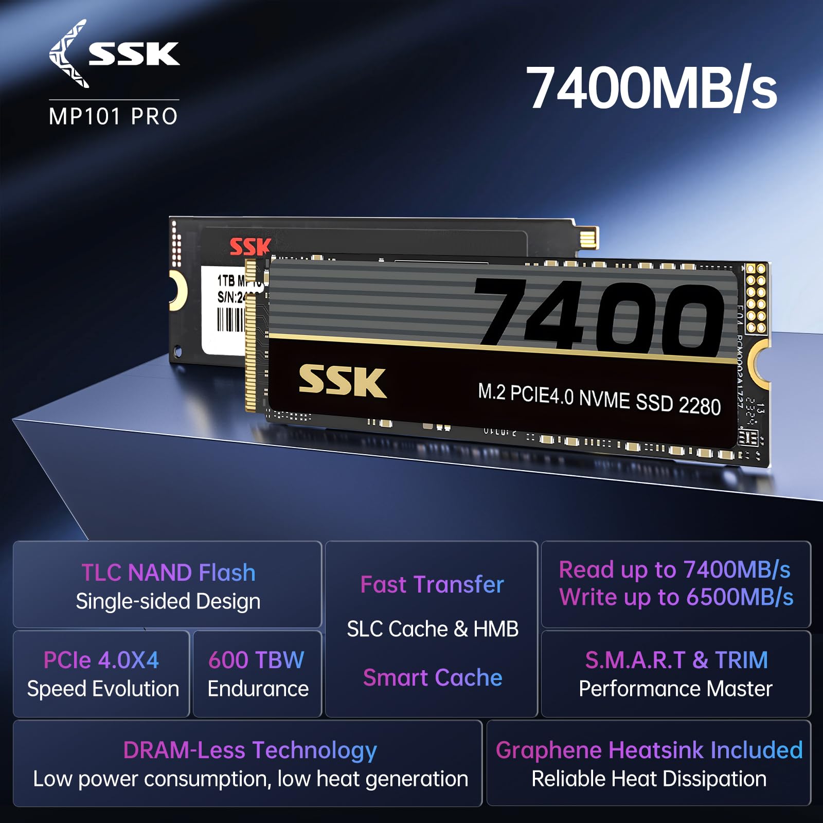 Amazon | SSK M.2 NVMe SSD 1TB PCIe Gen 4.0 x4 M.2 2280 SSDカード