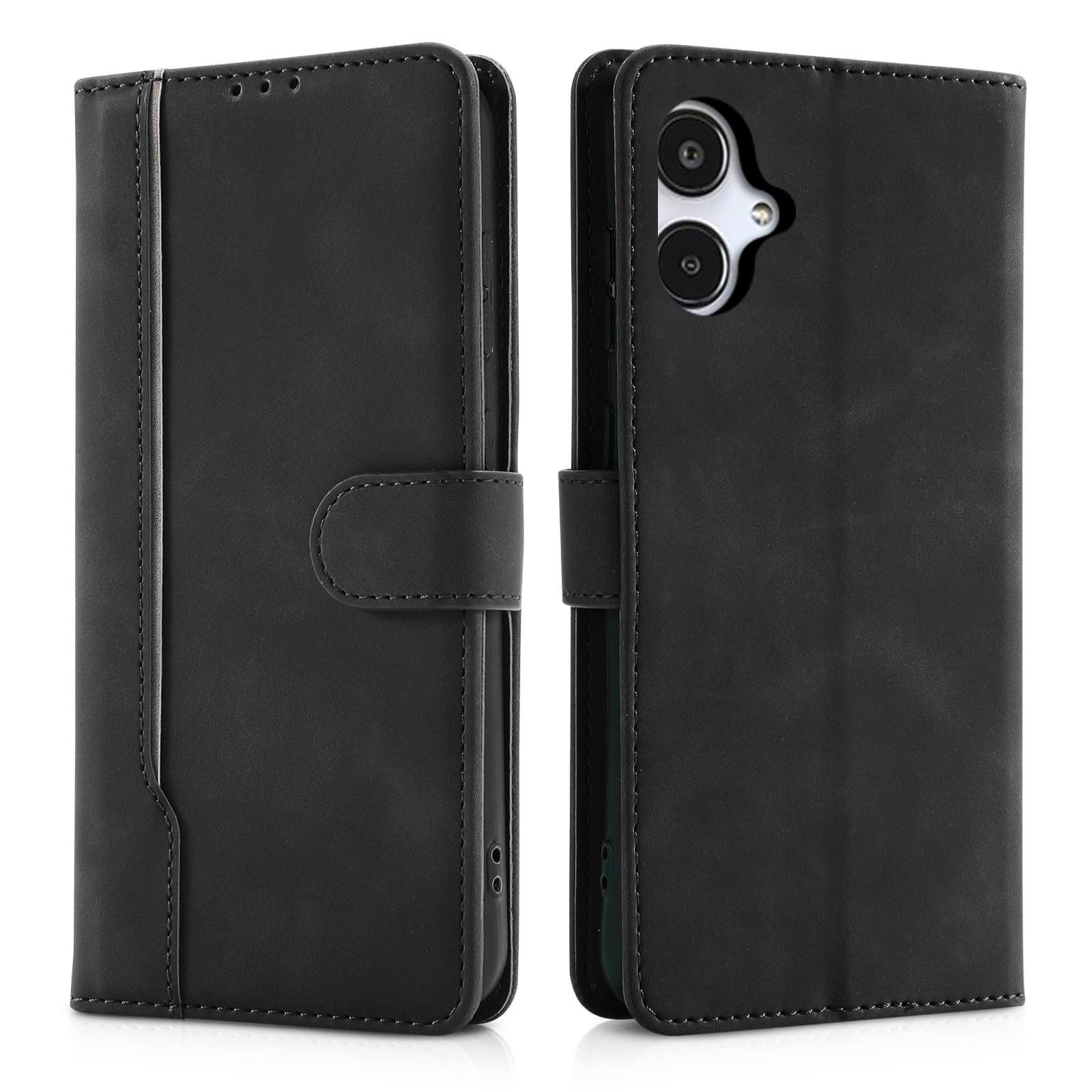 【CASAFUNY】Galaxy A25 ケース 手帳型 耐衝撃 PUレザー 携帯ケース ギャラクシーA25 ケース 手帳型 ビジネス風 携帯カバー Samsung ギャラクシー A25 SC-53F SCG33 カバー おしゃれ A25 手帳型ケース シンプル sc53f ケース お洒落 galaxyA25ケース 軽量 スマホケース カードポケット マグネット開閉式 スタンド機能(ブラック)