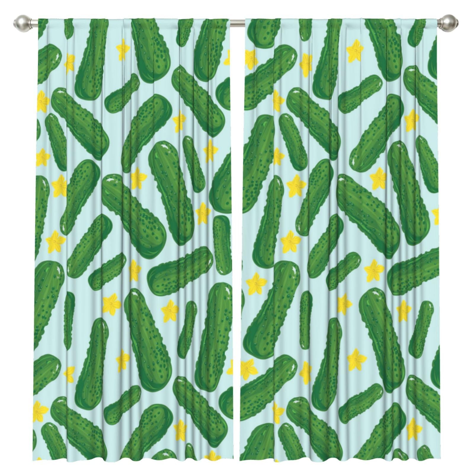 InOmak Cucumbers, 2 Panels Window Curtains 52 x 84 Inch Blackout Curtains for Living Room Bedroom