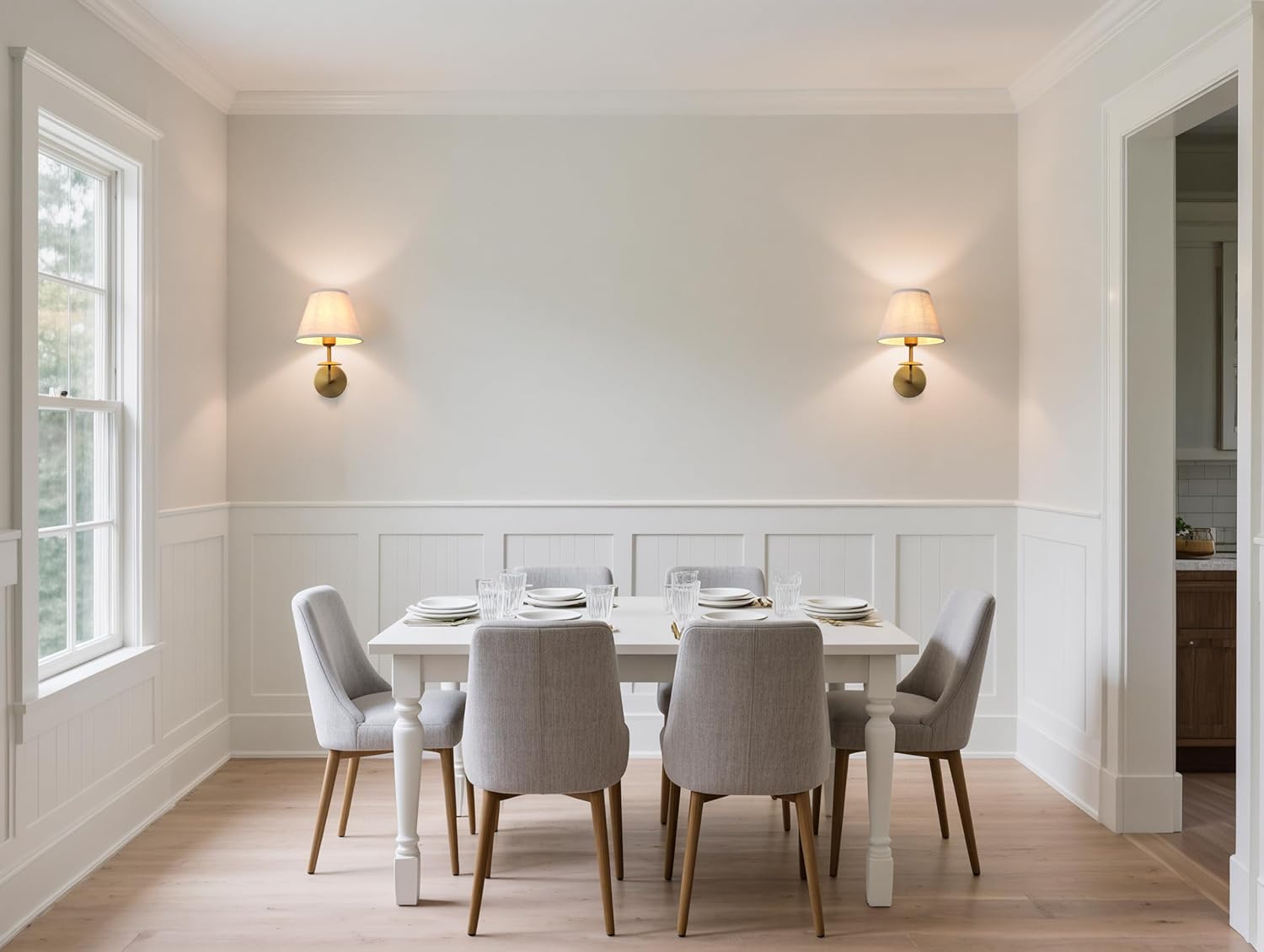 Phansthy Hardwired Wall Sconce Light Set of 2, Linen Fabric Shade Indoor Wall Lamps, Wall Decor Lightings Set of Two for Living Room, Bedroom, Hallway, Vanity Mirror (Antique Gold 2 Pack)