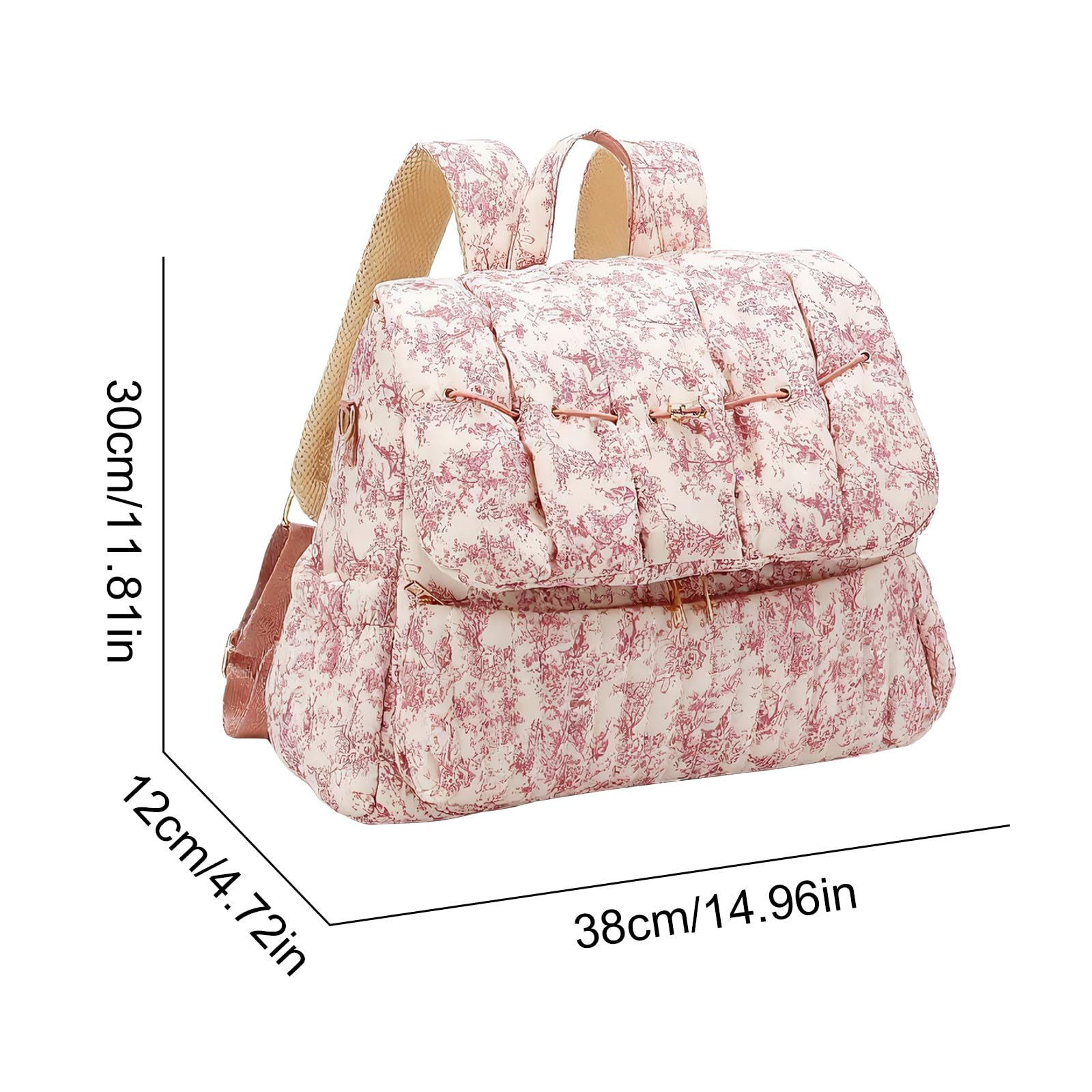 Borsa fasciatoio floreale per pannolini, zaino in cotone trapuntato, borsa da viaggio per bambini, borsa da viaggio per bambini, borsa da ospedale per mamma, baby shower, regalo da viaggio con cinghie