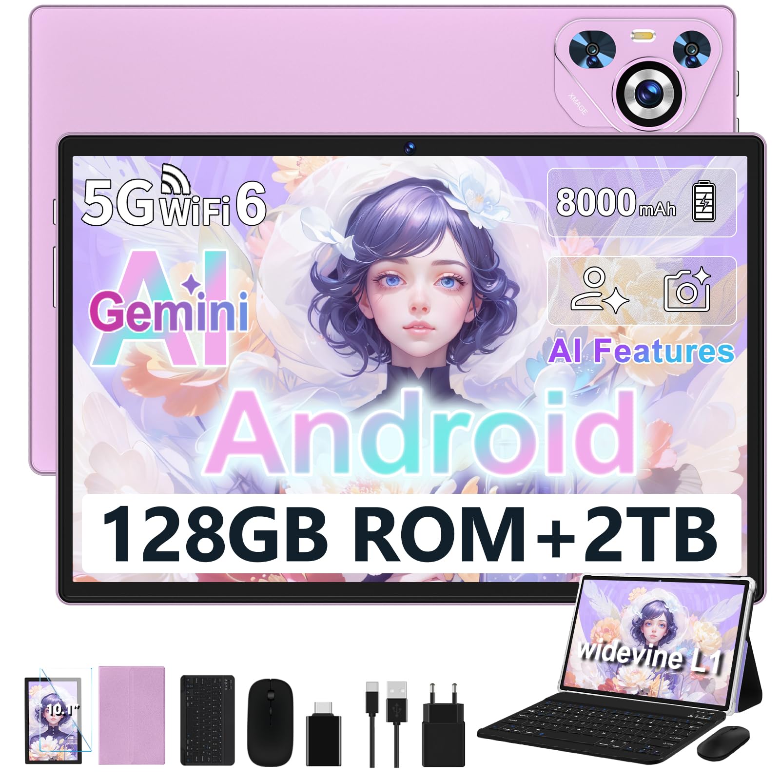 Tablette Android avec Écran HD 7 Pouces, incluant Coque Anti-choc – Bleu