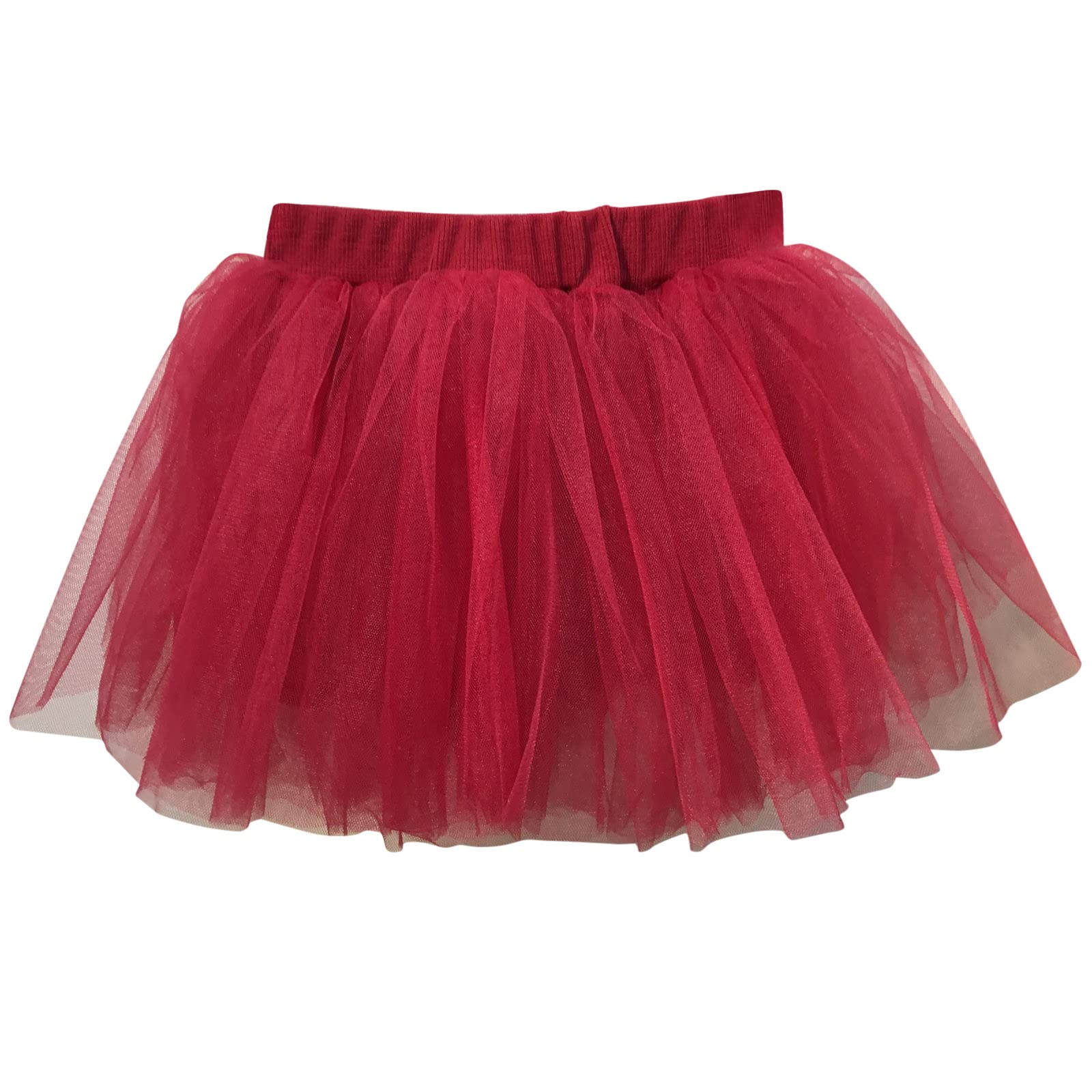 Girls Layered Tutu Tulle Skirt Baby Toddler Girls Elastic Waist Tutu Skirts Princess Skirt Carnival (Red, 18-24 Months)
