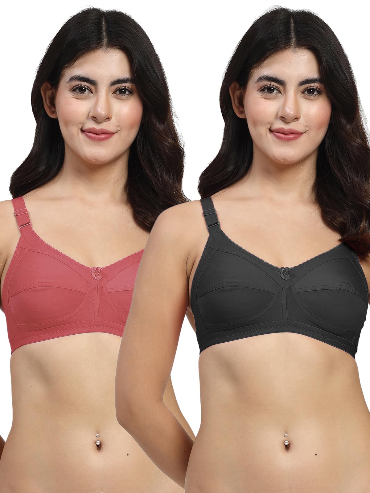 lily Black, Maroon Seamed Non Padded Minimizer Bra (C703-Black-Onion)-picture-11