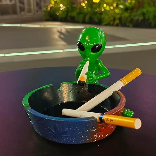 Miniatura 9 de Ceniceros geniales para cigarrillos, decoración de ceniceros de fantasía alienígena para oficina en casa, regalo de adorno (rojo, alienígena)