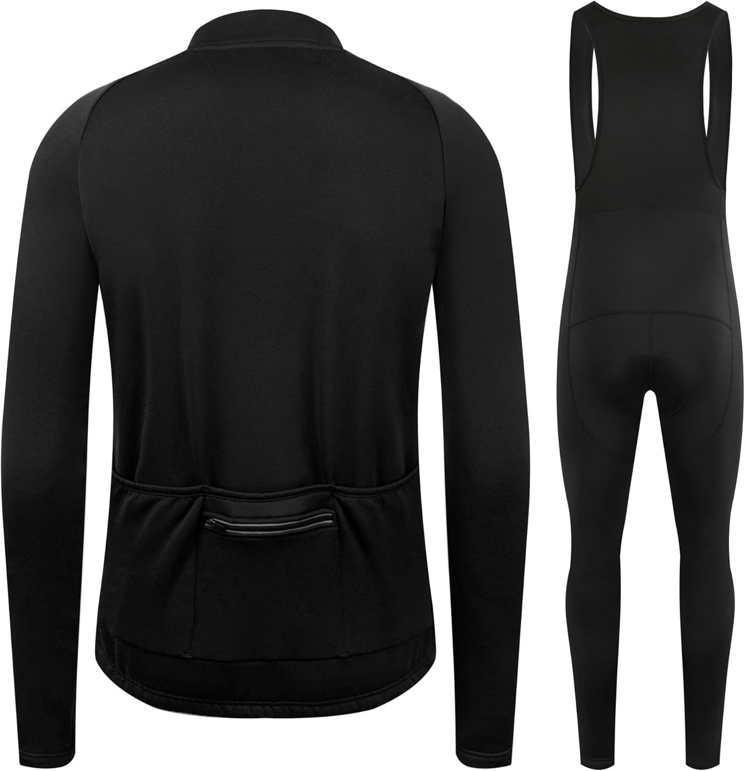 CR Winter Men's Cycling Jersey Long Sleeves Thermal Fleece Bike Jersey + Bib Pants, Winter Cycling Clothing Set for Men - Image 2