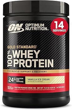 Optimum Nutrition Gold Standard 100% Whey Protein Powder, Vanilla Ice Cream, 1 Pound Pack of 1
