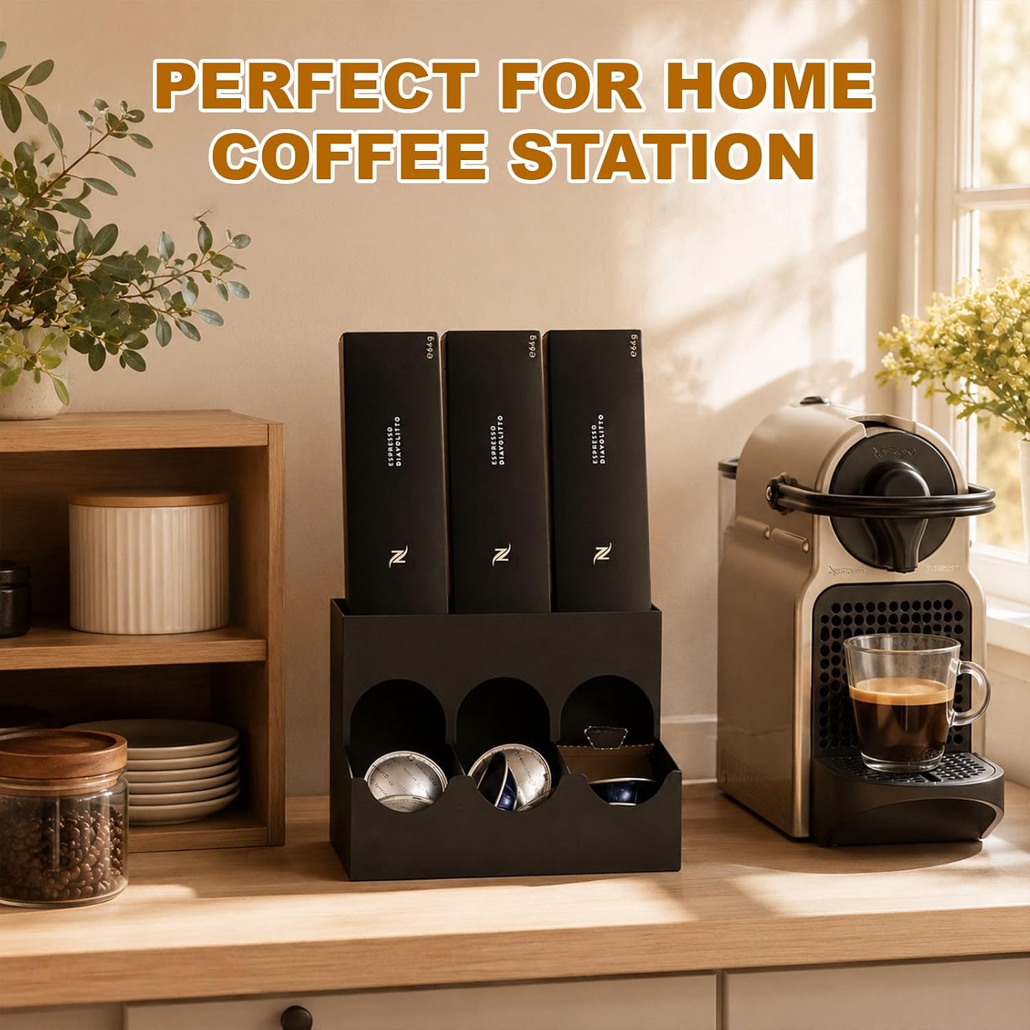 Metal Pod Holder for Nespresso Vertuo Capsules, Black, 3 Coffee Flavors