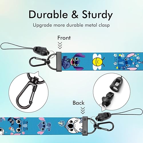 Miniatura 5 de Cordón para el cuello con soporte para tarjetas de identificación para llaves, llavero, tarjeta, lindos cordones de dibujos animados, paquete de 2