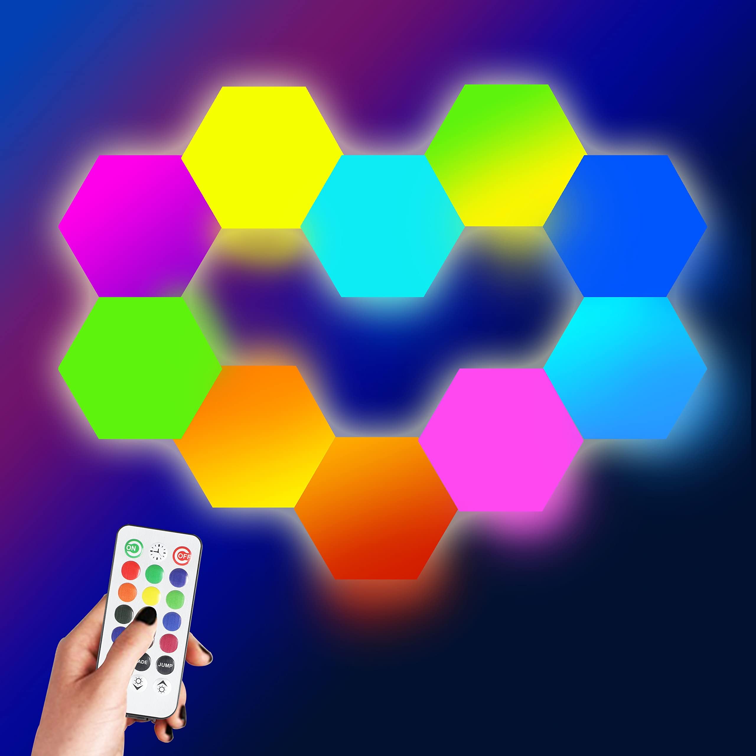 TIHOOK Hexagon Lights with Remote Control, 6 PCS LED Hexagon Wall