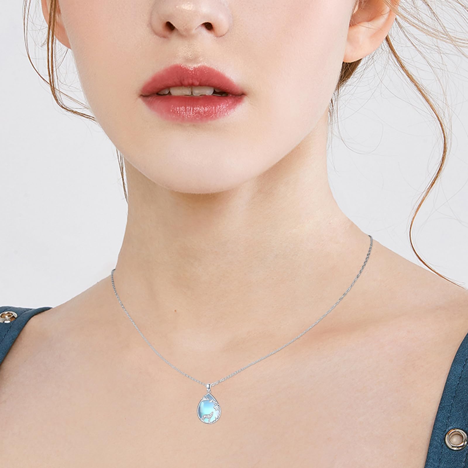 Wolf Kette Sterling Silber Wolf Halskette Wolf Anhänger Geschenke Weihnachts für Damen Teenager Mädchen