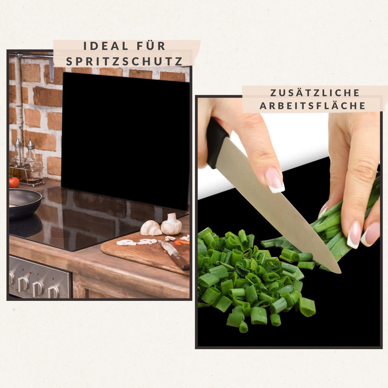 TMK ArtDeko Herdabdeckplatte 1 Teilig 60x52 cm - Spritzschutz Herdabdeckung – Herdschutz aus Sicherheitsglas – Robust, Hygienisch & Rutschfest– Schutz für Induktion, Ceran, Gas & Elektro