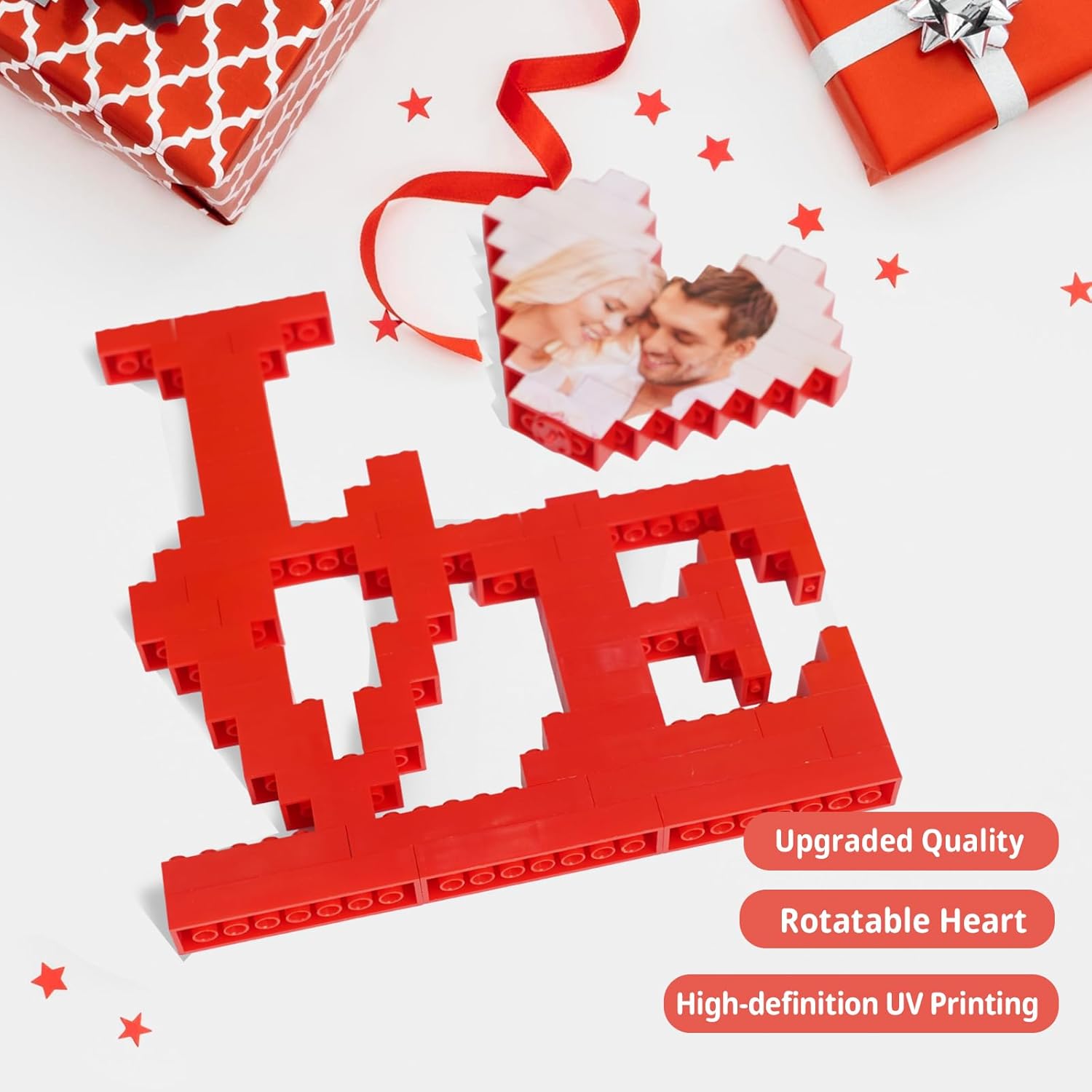 TNYKER Custom Love Photo Building Blocks Valentines Day Personalized DIY Adult Building Blocks for Birthday Building Bricks Set for Him Her Couples Lovers