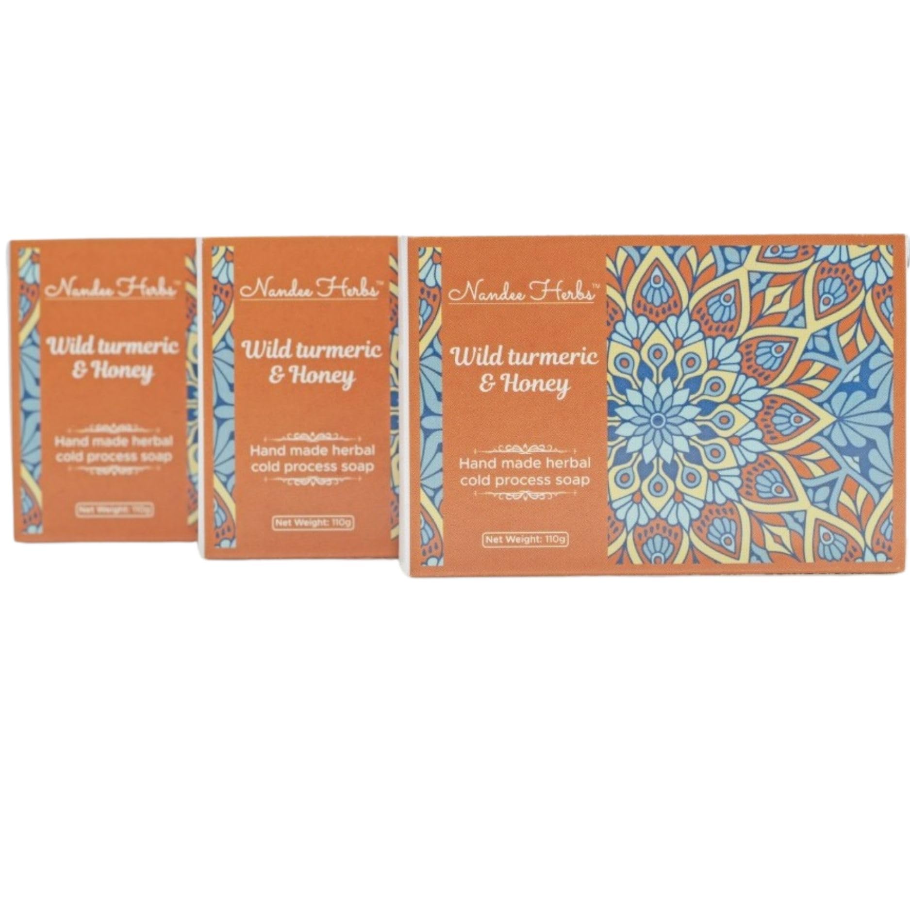 Hand made Honey & Wild Turmeric Soap 110g (pack of 3) (3x110g)