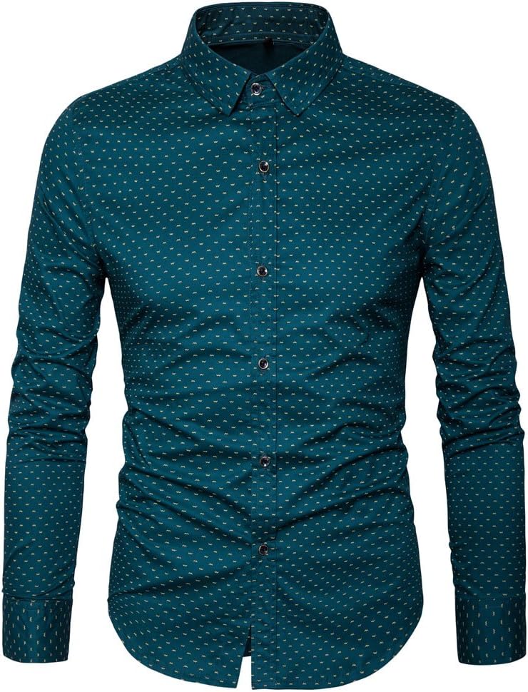 MUSE FATH Men's Printed Cotton Casual Long Sleeve Regular Fit Dress Shirt