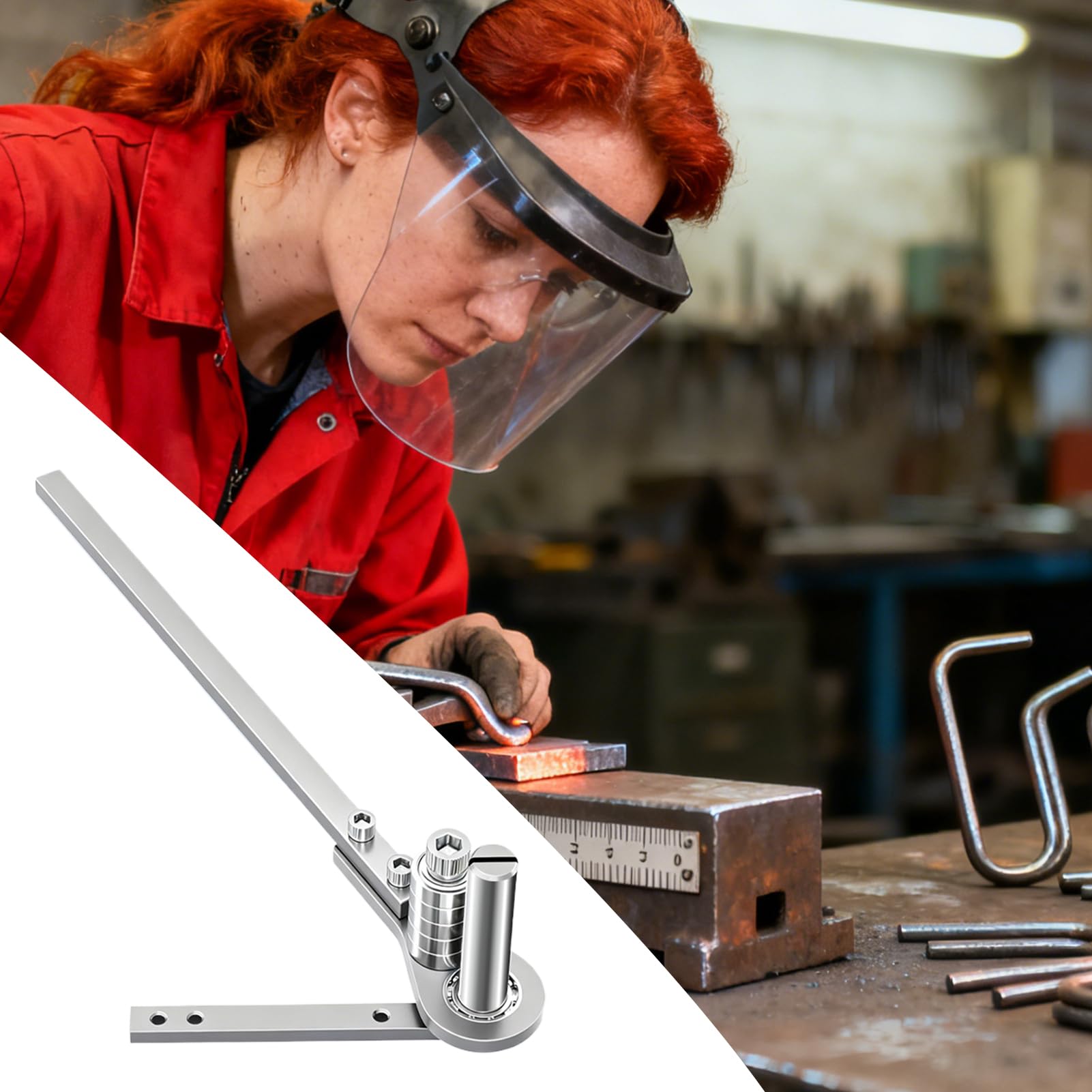 Dobladora manual de alambre de hierro, dispositivo de doblado de metal, herramienta de doblado de placas de acero, doblador de alambre profesional, para trabajadores del metal, entusiastas del