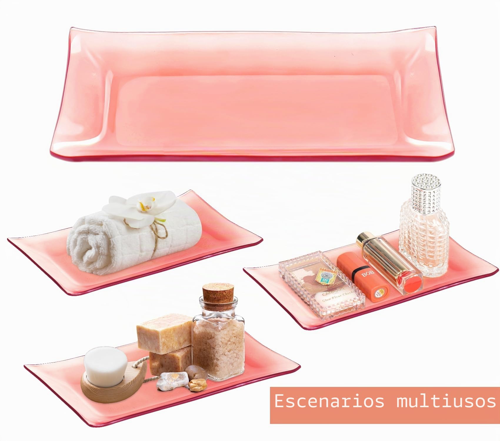 Juego de Accesorios de baño, Juego Completo de 4 Accesorios de baño de Vidrio con dispensador de jabón de loción, Soporte para Cepillo de Dientes, Tarro de boticario, Bandeja de tocador, decoración