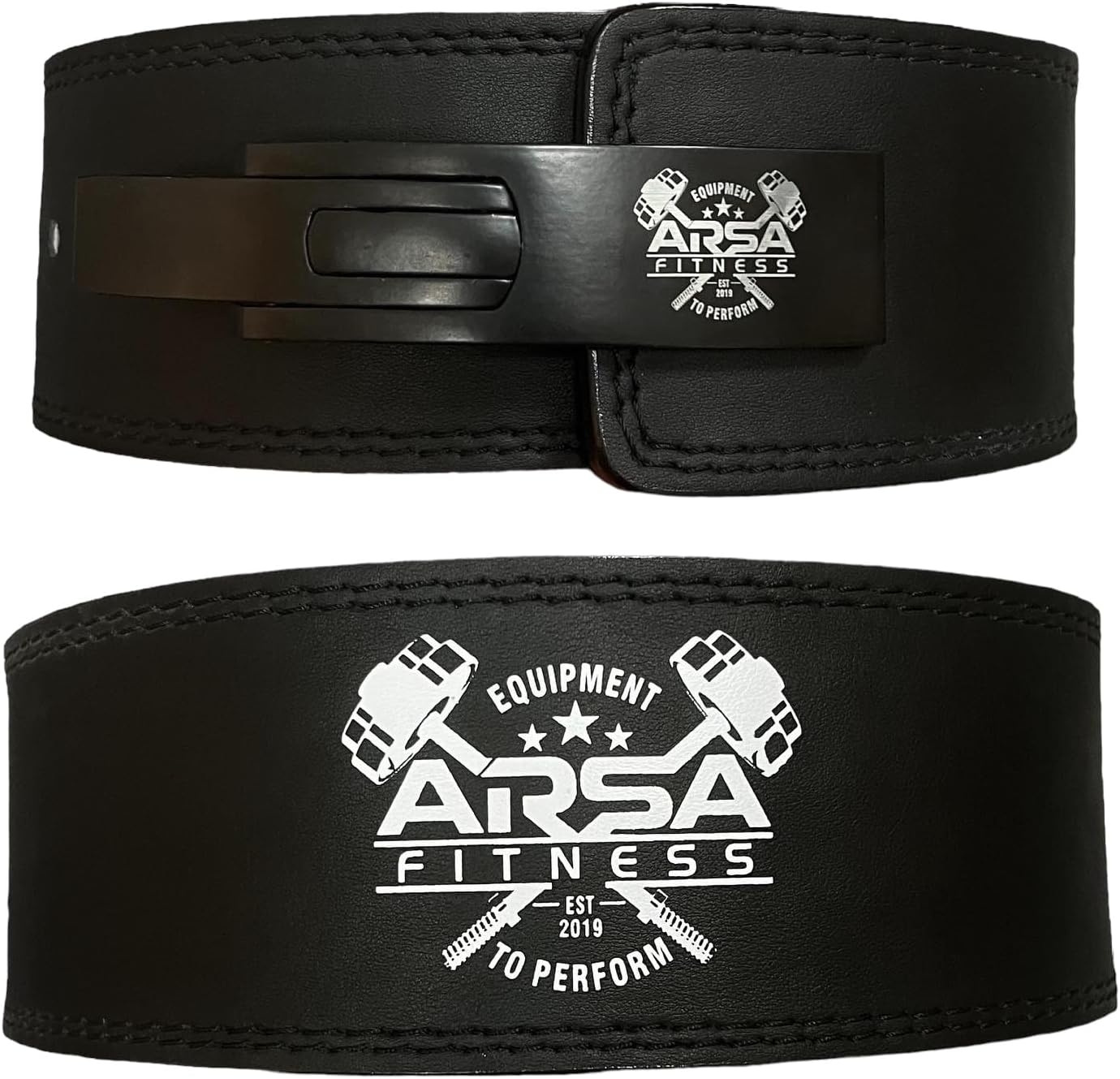 Arsa Fitness Weightlifting Adjustable Lever Belt for Men & Women Real Cow Hide Leather for Powerlifting Back Support Workout Deadlifts Squats 10MM Thickness 4" Width - Nighthawk