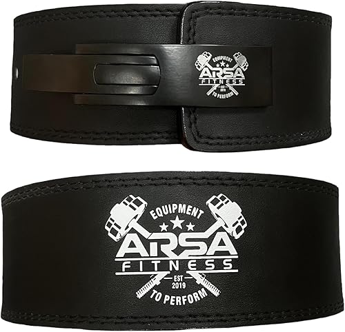Arsa Fitness - Cinturón de palanca ajustable para levantamiento de pesas para hombres y mujeres, piel de vaca real para levantamiento de pesas,