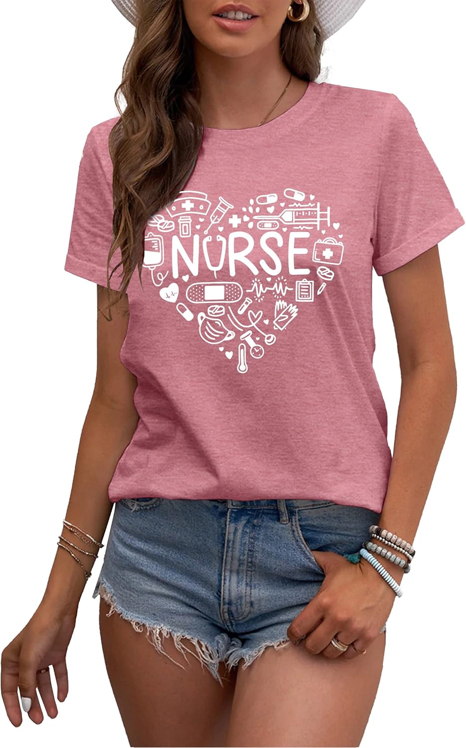 MAIHUN Women Nurse Life Shirt Nurse Letter Print Tee Tops Nurse Day Gifts Shirts Inspirational Short Sleeve - Image 3