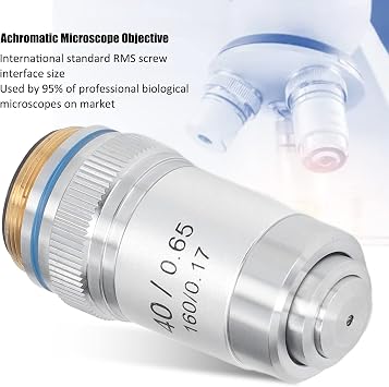 Achromatic Microscope Objective Lens, 40x High Magnification Microscope Objective Lens High Transmittance Achromatic Objective Lens with Protective Device for Microscope Accessories
