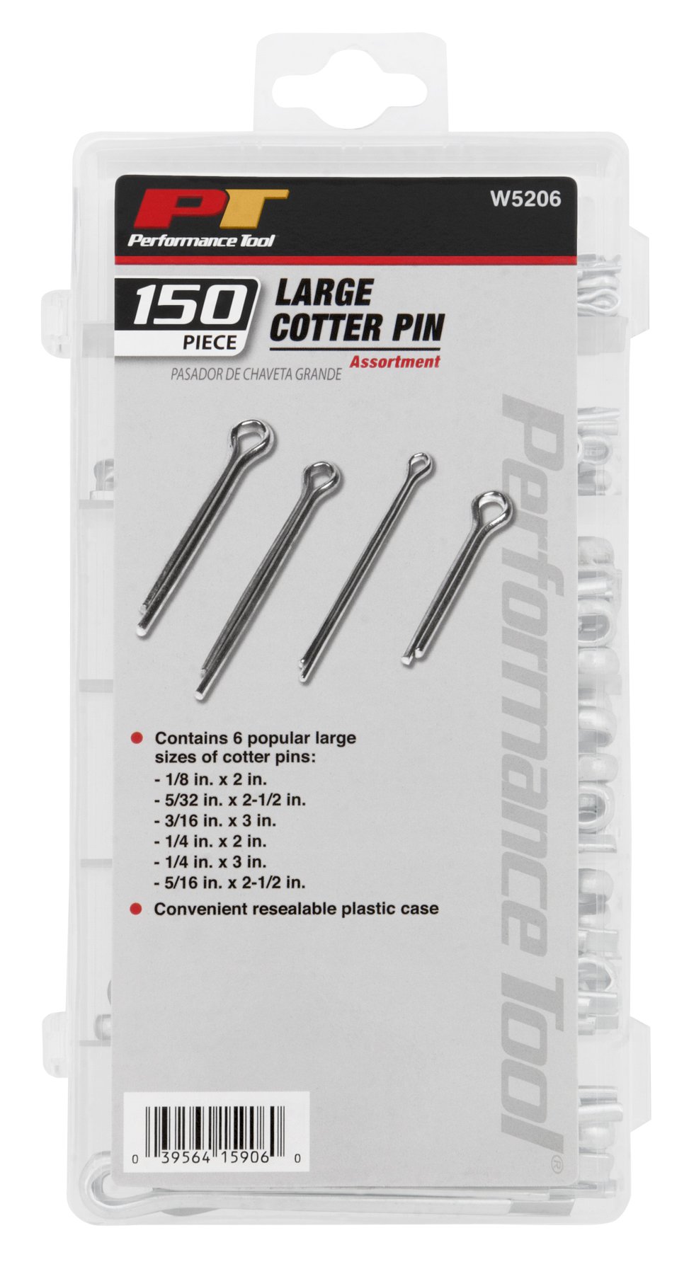 PERFORMANCE TOOLW5206 150pc Large Cotter Pin Assortment