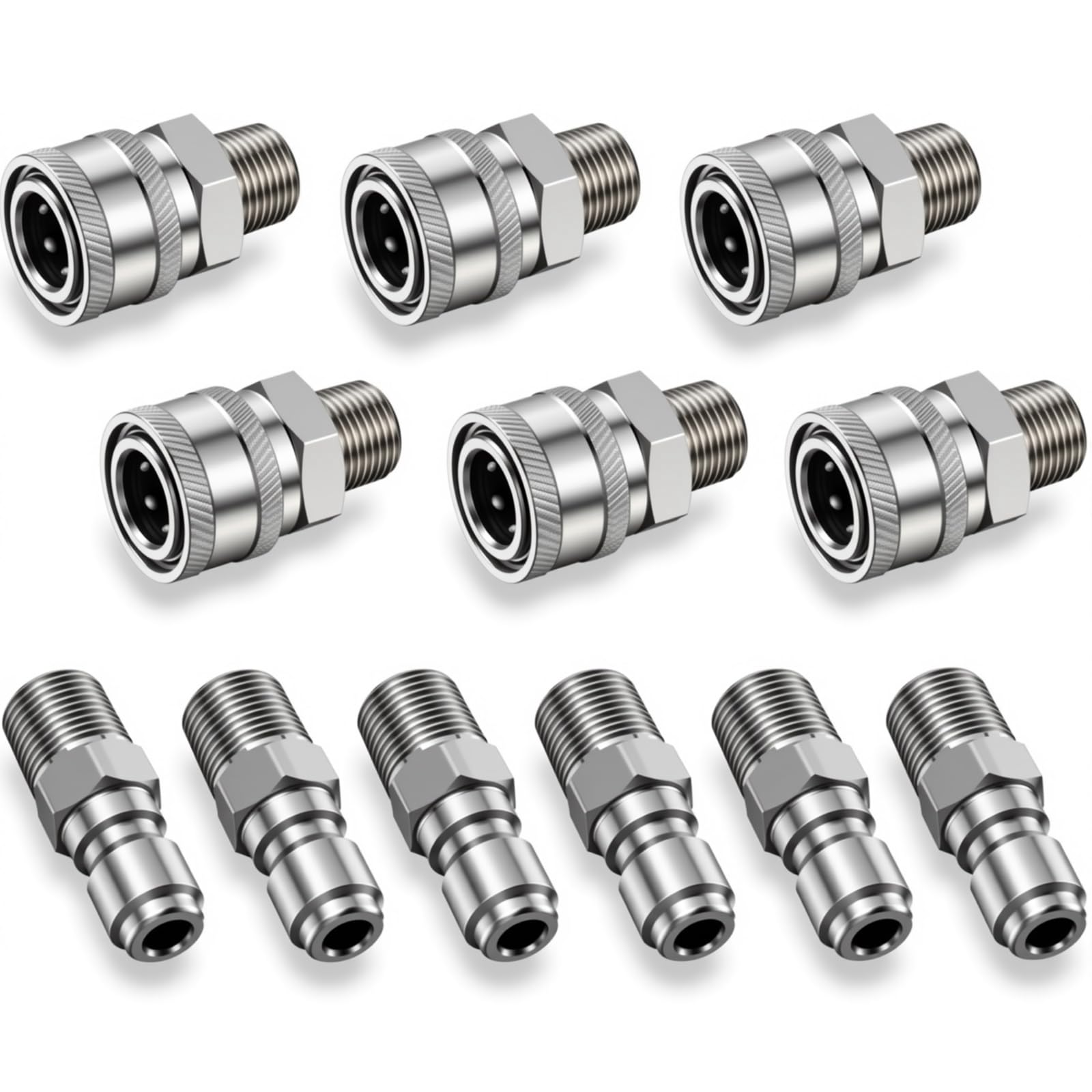 Hotop NPT 3/8 di pollice in acciaio inox maschio e femmina Quick Connector Kit adattatori idropulitrice (12 pezzi)