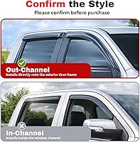 Vista 3 de KPY Moldura deflectora de viento con protección contra la lluvia compatible con GMC Terrain 2018-2023, 4 unidades, para ventana lateral, autoadhesiva