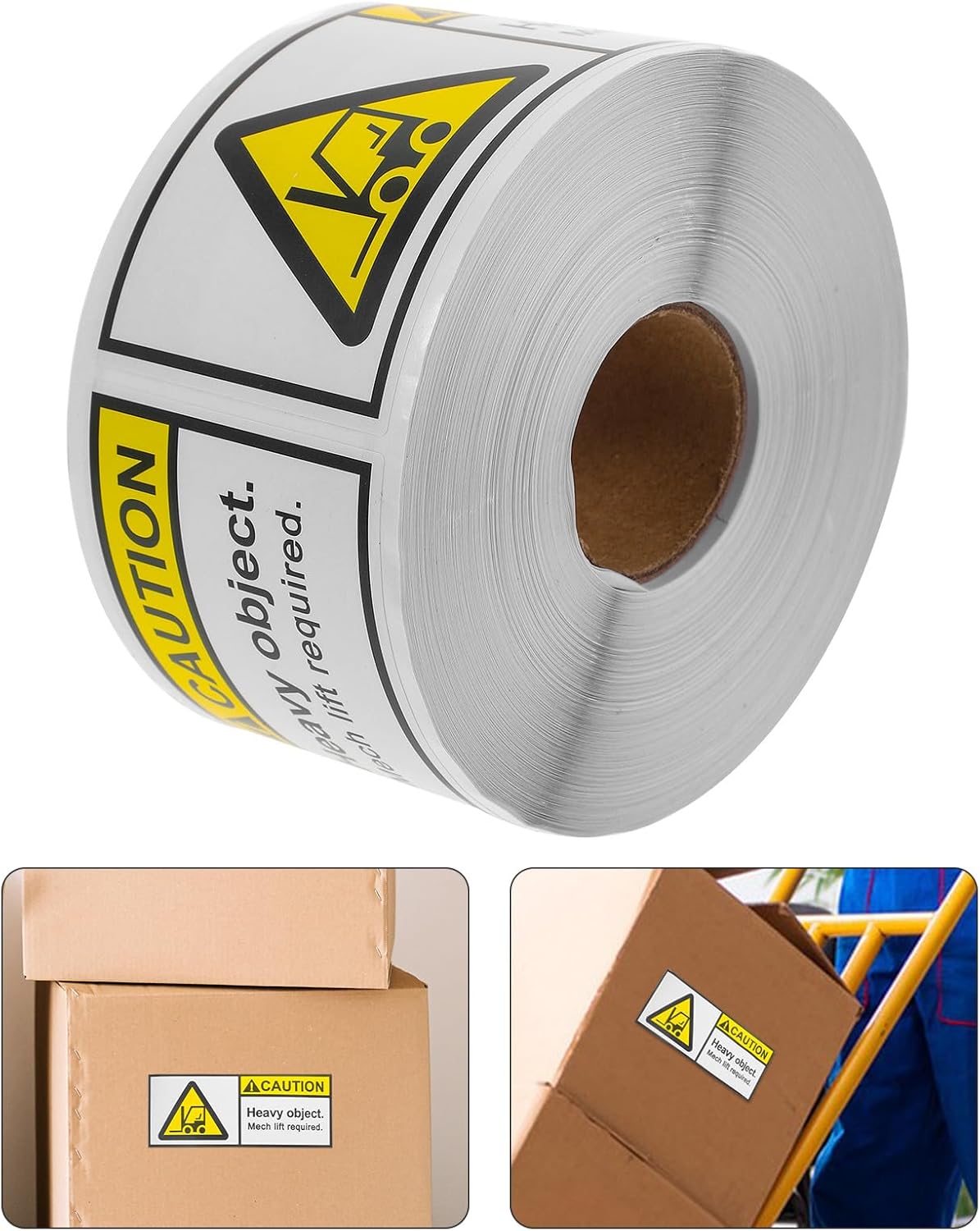 Heavy Duty Caution Labels Stickers for Moving Boxes, 60X150Mm Large Shipping Warning Stickers, Team Lift Heavy Object Labels Roll with 350 Adhesive Tags for Logistics Packaging