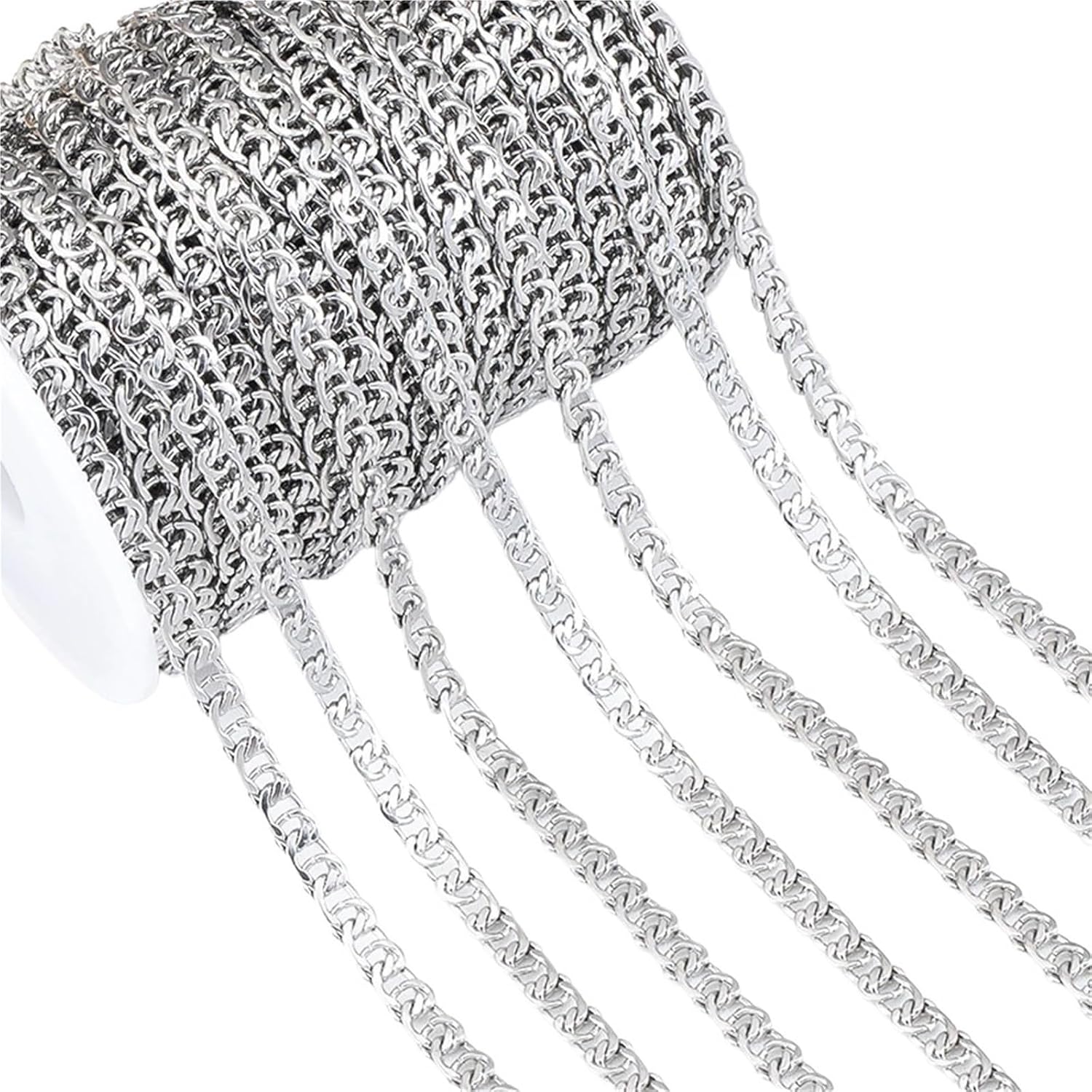 Chain for Jewelry Making 3pcs 1Meter Stainless Steel Flat Round Chain 4.5x6mm Cross Circle Link Chains for DIY Necklace(Steel Color)