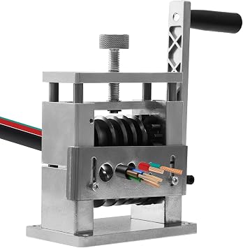 Manual Wire Stripping Machine, 0.13-0.67 Scrapping Copper Wire Peeler Machine with Hand Crank or Drill Powered, Portable 6 Channels Wire Stripper Tool for Scrap Copper Recycling, Silver