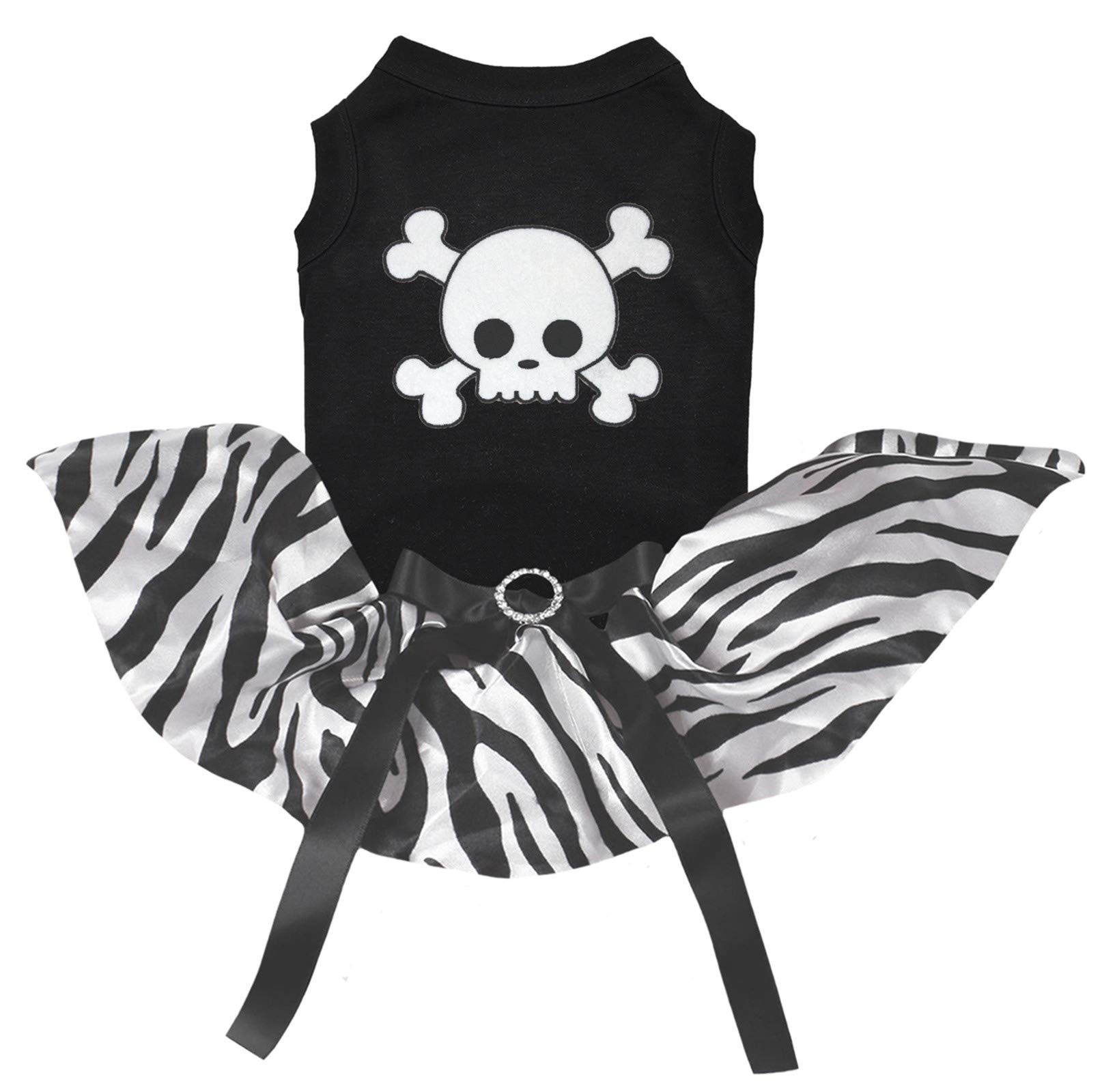 Robe blanche pour chiot motif os croisés noir zèbre taille XXXL