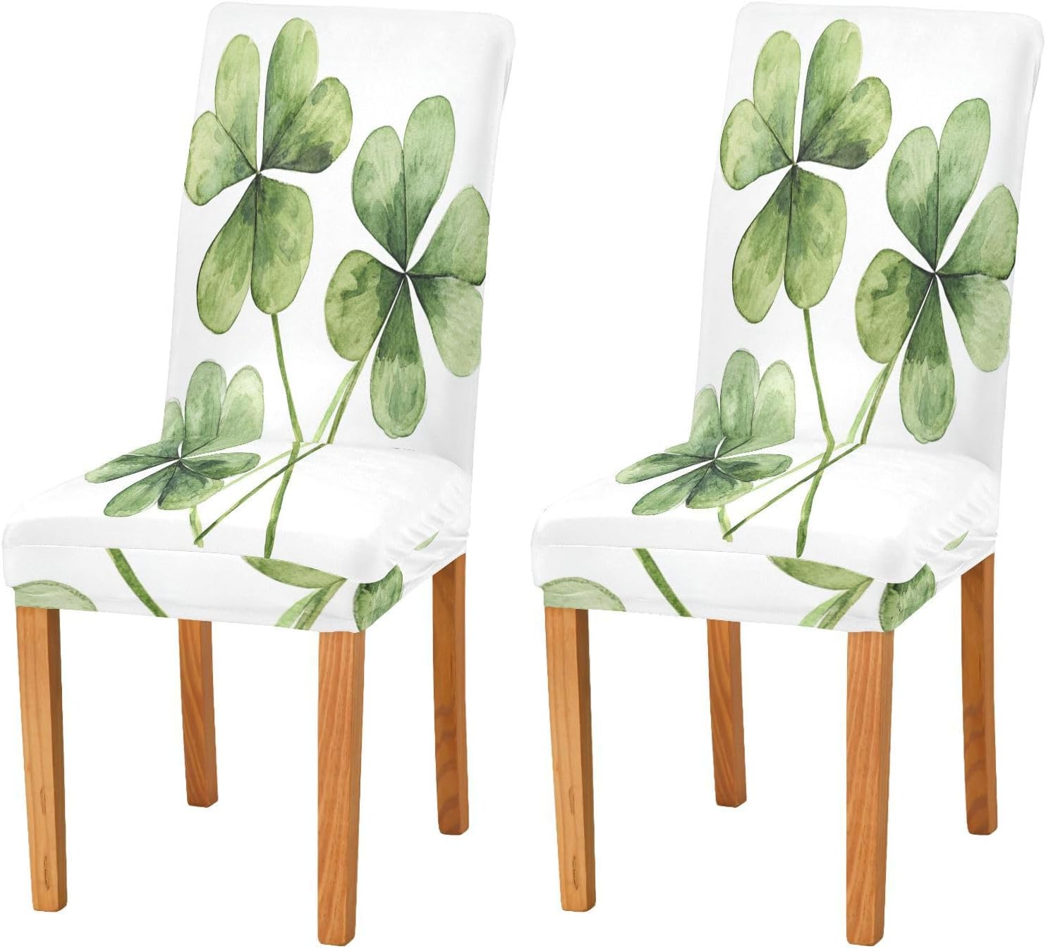 ALAZA Chair Covers for Dining Room, Saint Patricks Day Four Green Clover Leaves Stretch Chair Cover Sets Chair Protector Removable Washable for Ktichen Restaurant Hotel