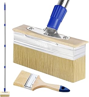 7" Deck Stain Brush Applicator with 60" Long Handle, 3" Paint Brush Included for Woodstains, Oils, Decking, Decking Stains, Deck Coatings, Fence Wall Furniture Paints