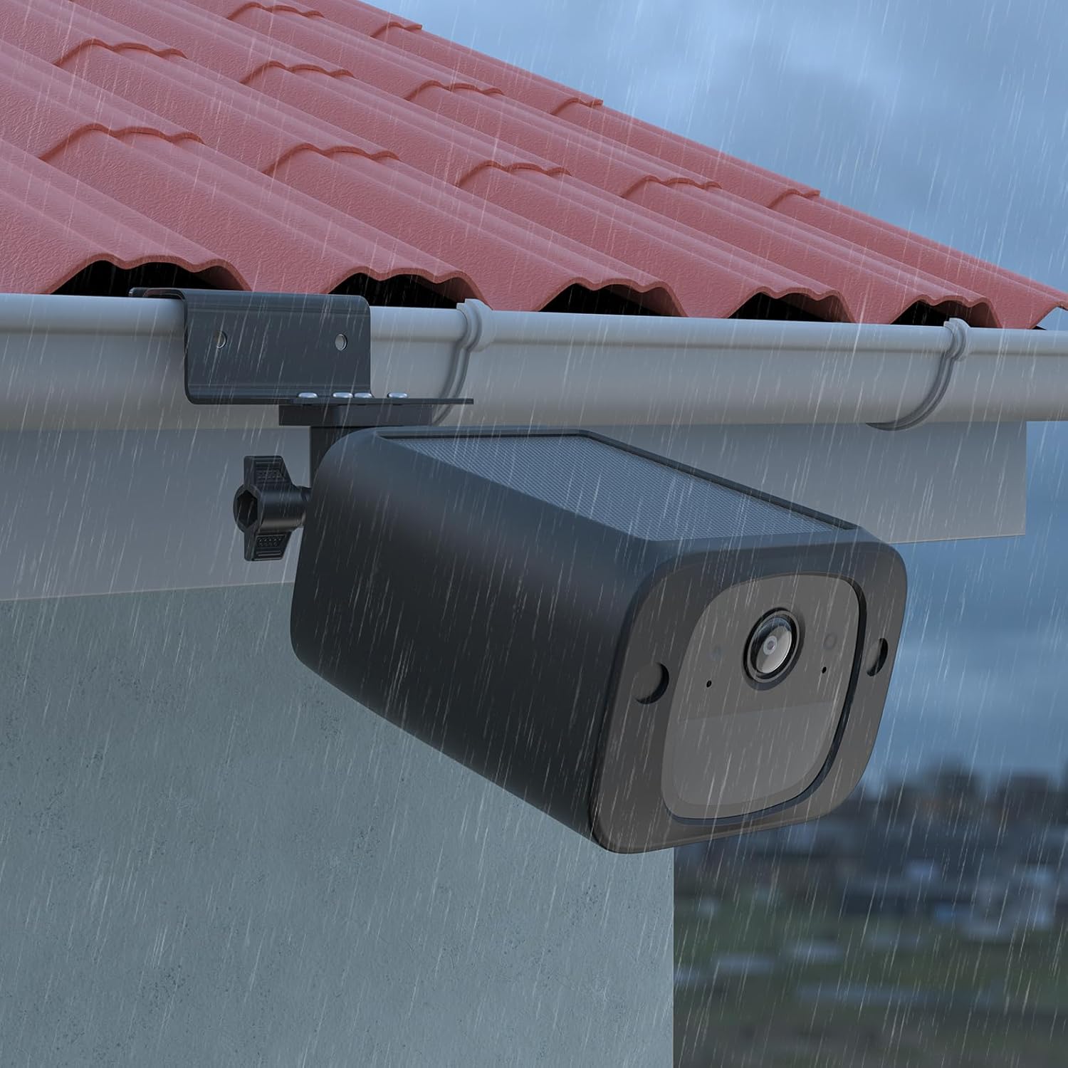 Gutter Mount with Silicone Cover Skin for eufy Security SoloCam S220 Security Camera (2pack-Black)