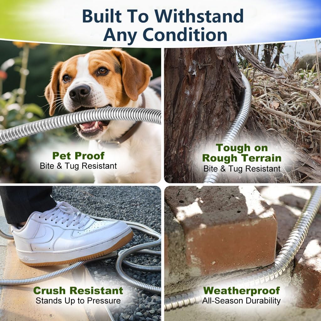 Metal Garden Hose 25 ft – 304 Stainless Steel Water Hose with Nozzle Sprayer, Garden Hoses Flexible, Lightweight, No Kink, Heavy Duty for Outdoor (25 ft)