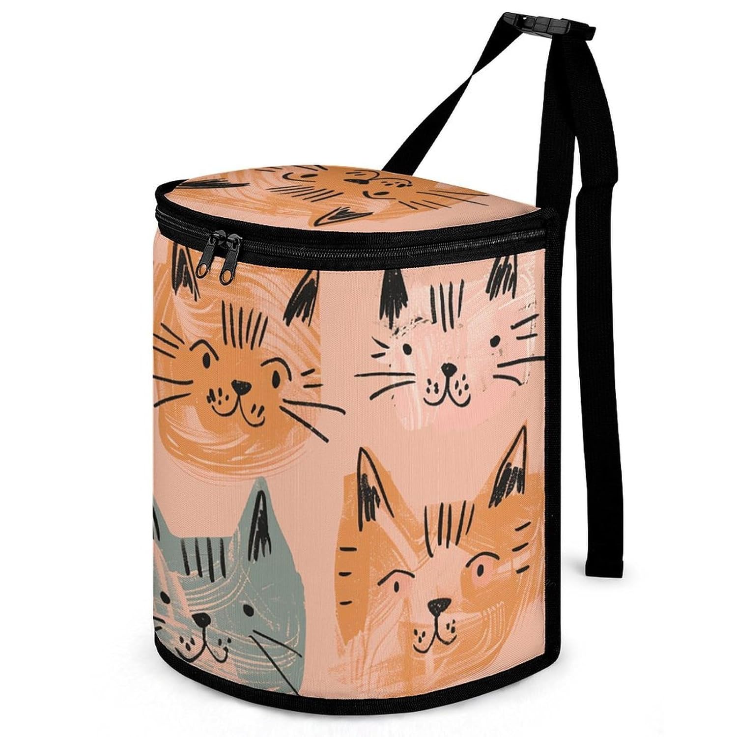 MUSM Leakproof Car Trash Can 2.5 Gallon, Durable Automotive Garbage Bag with Waterproof Liner, Peach and Green Style Trash Bag for Car, Truck, RV & Bathroom
