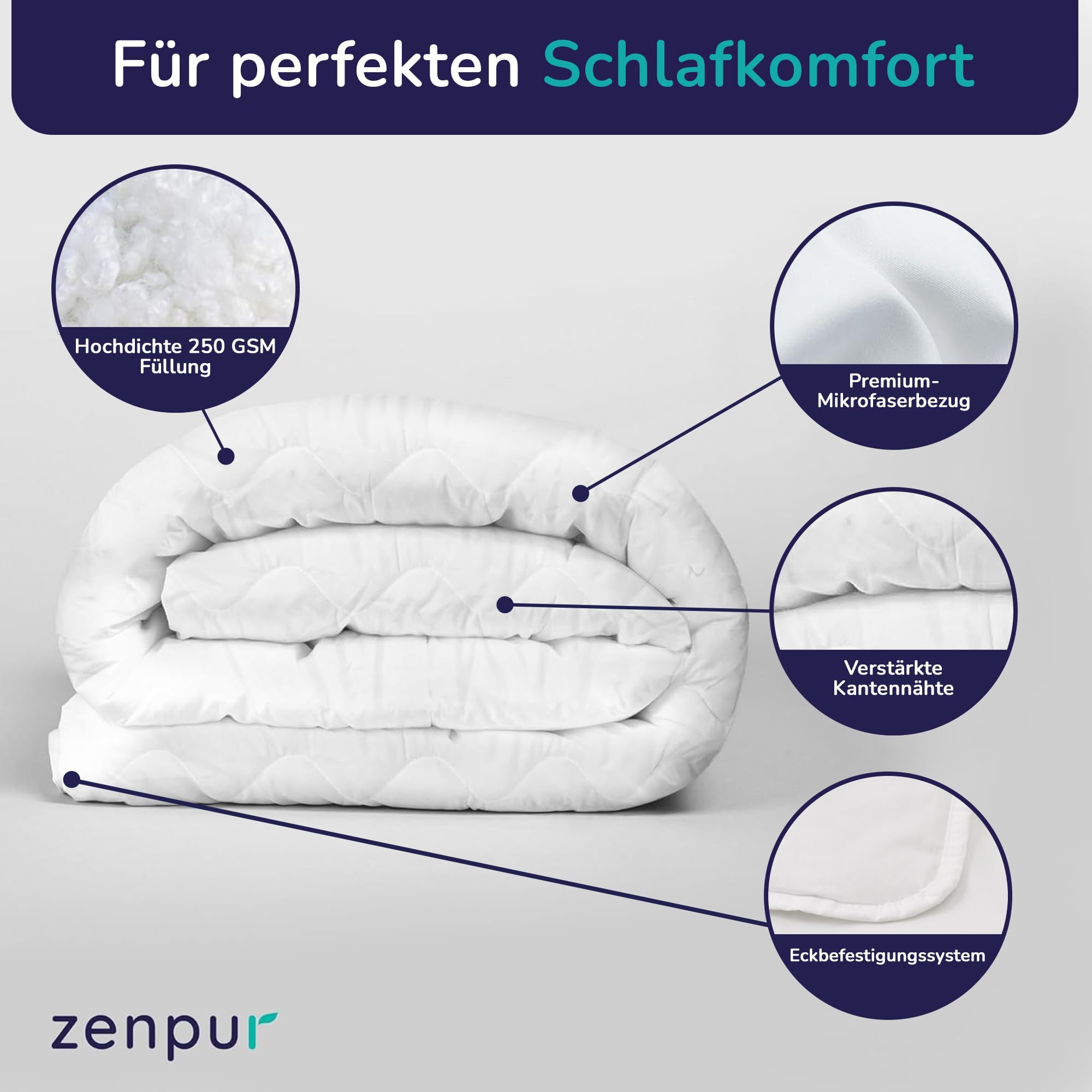 ZenPur Bettdecke für Kinder, 135 x 200 cm, hergestellt in der EU, Zertifiziert nach Öko-TEX 100, Komfort und Qualität für einen erholsamen und ruhigen Schlaf