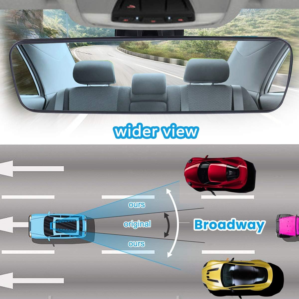 Wontolf Universal Rear View Mirror with Suction Cup - Anti-Glare Interior Mirror for Car, Truck, SUV & Boats - 9.76" (248mm) - Image 6