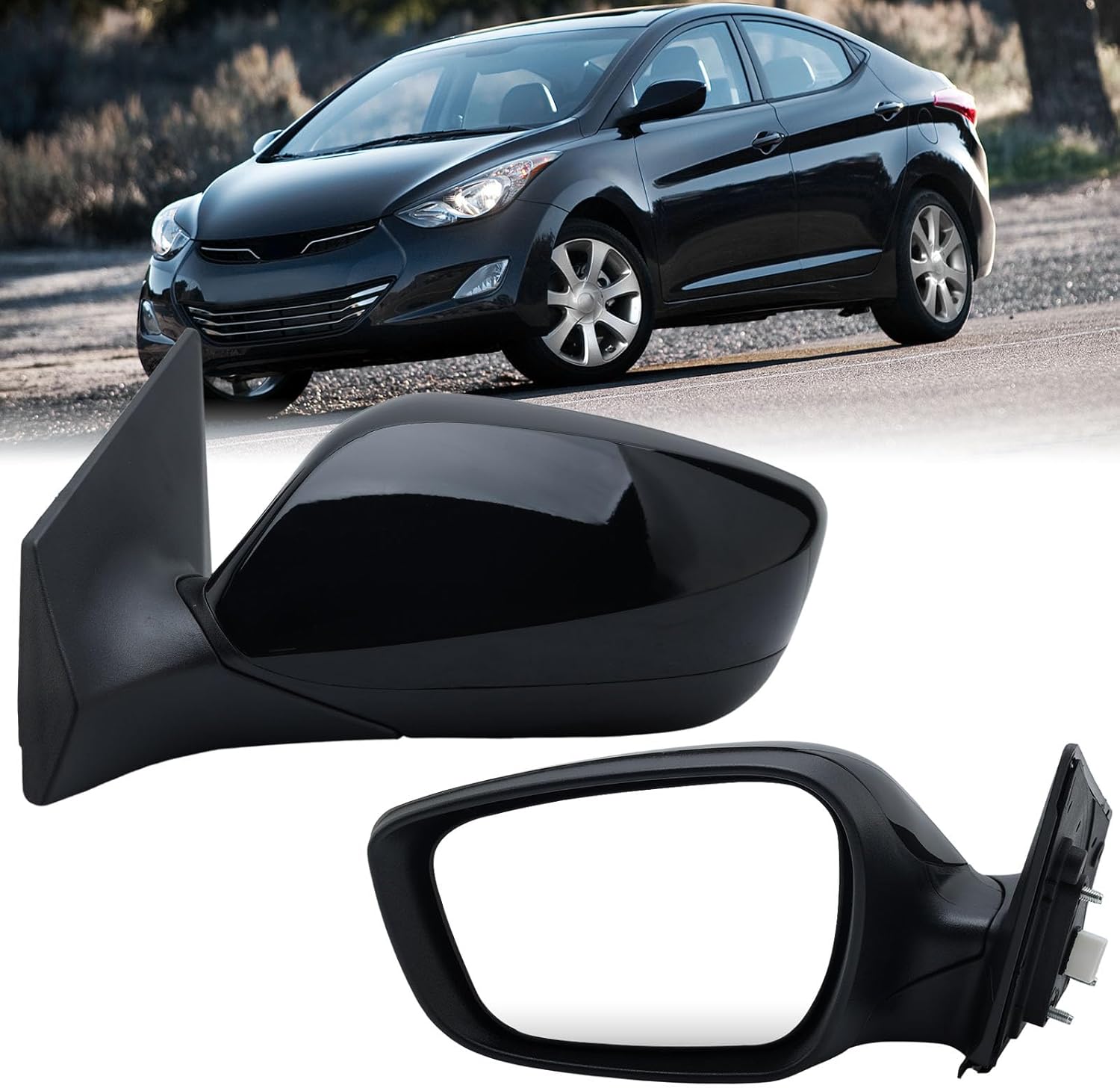 Left Driver Side Mirror for 2011 2012 2013 Hyundai Elantra Left Side Rear Door Mirror Heated Manual Folding Power Adjustment 5 Pins Black 876103Y100, HY1320179