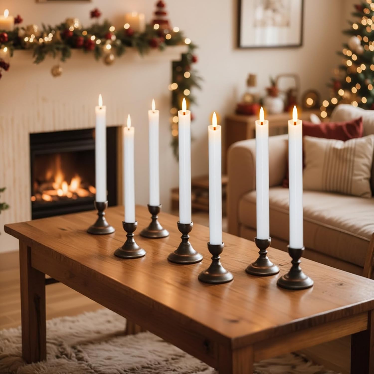 Wondise Flameless Taper Candles with Remote Timer, Real Waxy Battery Operated Flickering Candlesticks, 3D Wick LED Candles 9.6inch for Halloween Christmas Holiday Wedding Decoration (White - Image 7