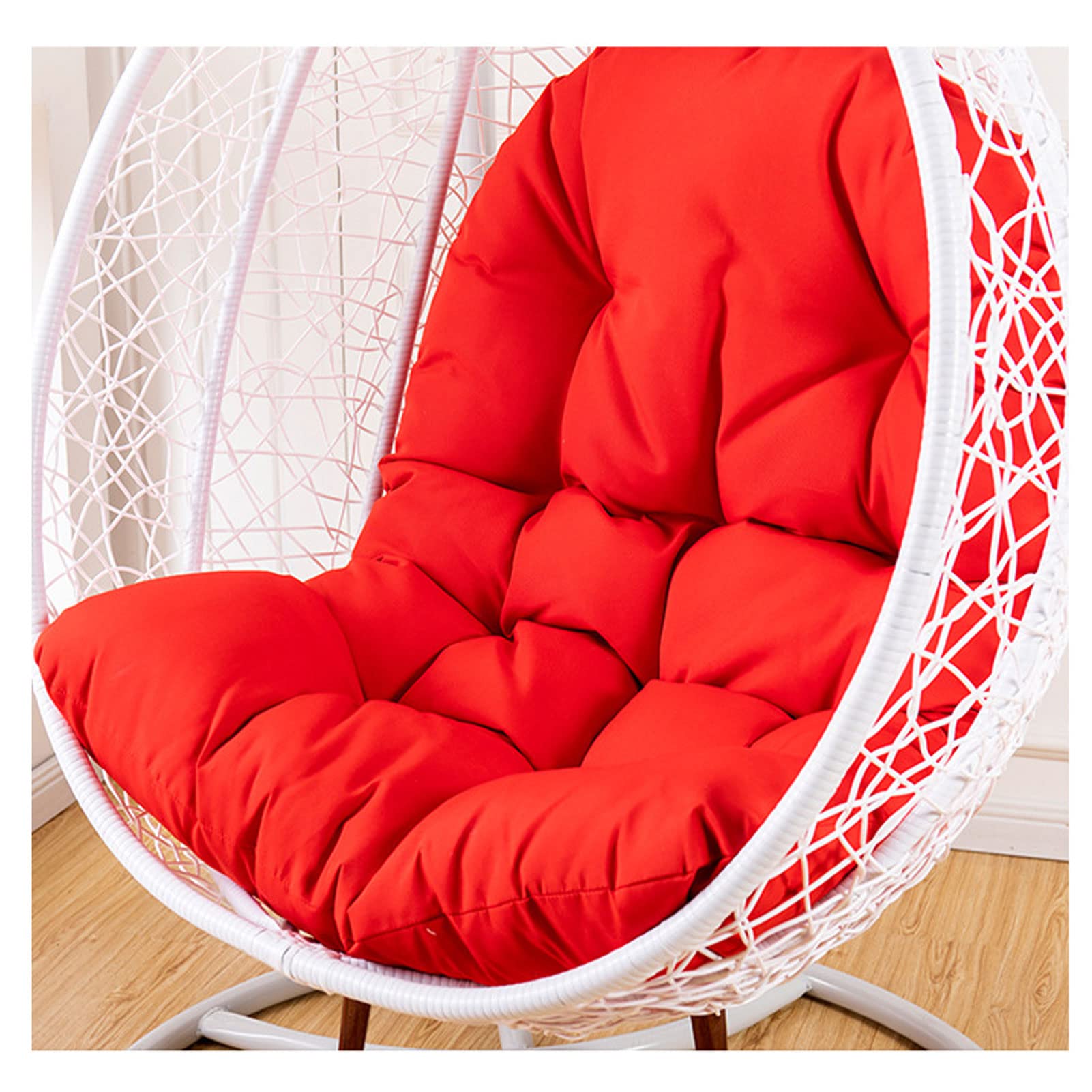 GAOXIAO Hanging Egg Chair Cushion Replacement, Wicker Rattan Hammock Hanging Seat Mat, Waterproof Sun-Resistant Garden Chair Pads for Indoor and Outdoor(Not Including Chair)(Color:Red)