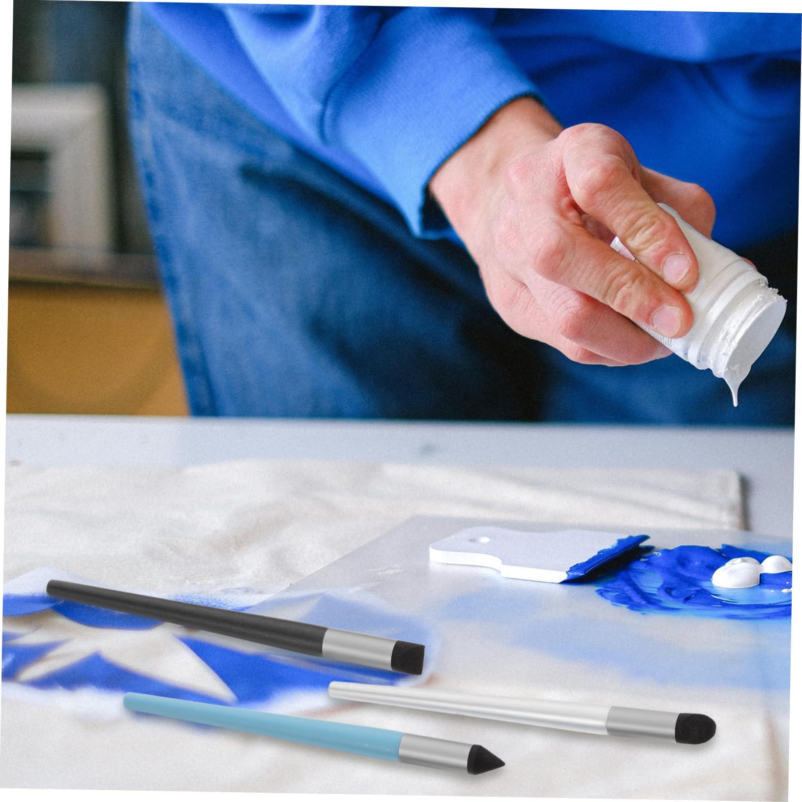 Baluue 3 Pièces Outils De Mélange Pour Pastels à Huile Éponges Souples