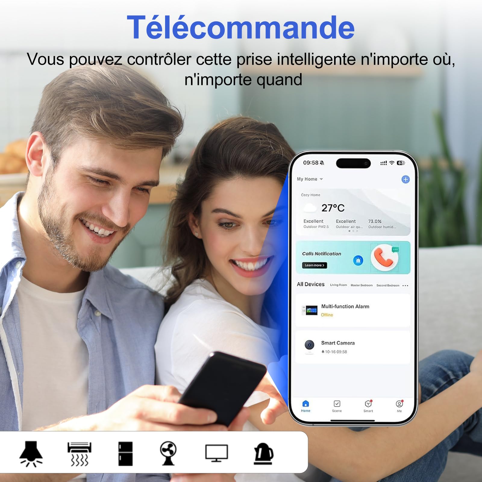 Presa connessa WiFi Intelligente 16A, Controllo tramite App Mobile e Vocale, Compatibile con Alexa e Google Home, Rete 2.4 GHz (4 pezzi set)