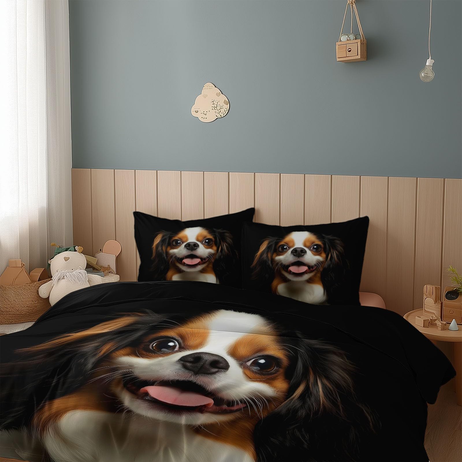 Komplet pościeli 260 x 240 cm Dorośli Chłopcy i Dziewczynki, Psy Fotografia HD, Nowoczesna poszwa na kołdrę z mikrofibry 2-osobowa z zamkiem błyskawicznym, 3-częściowy z 2 poszewkami na