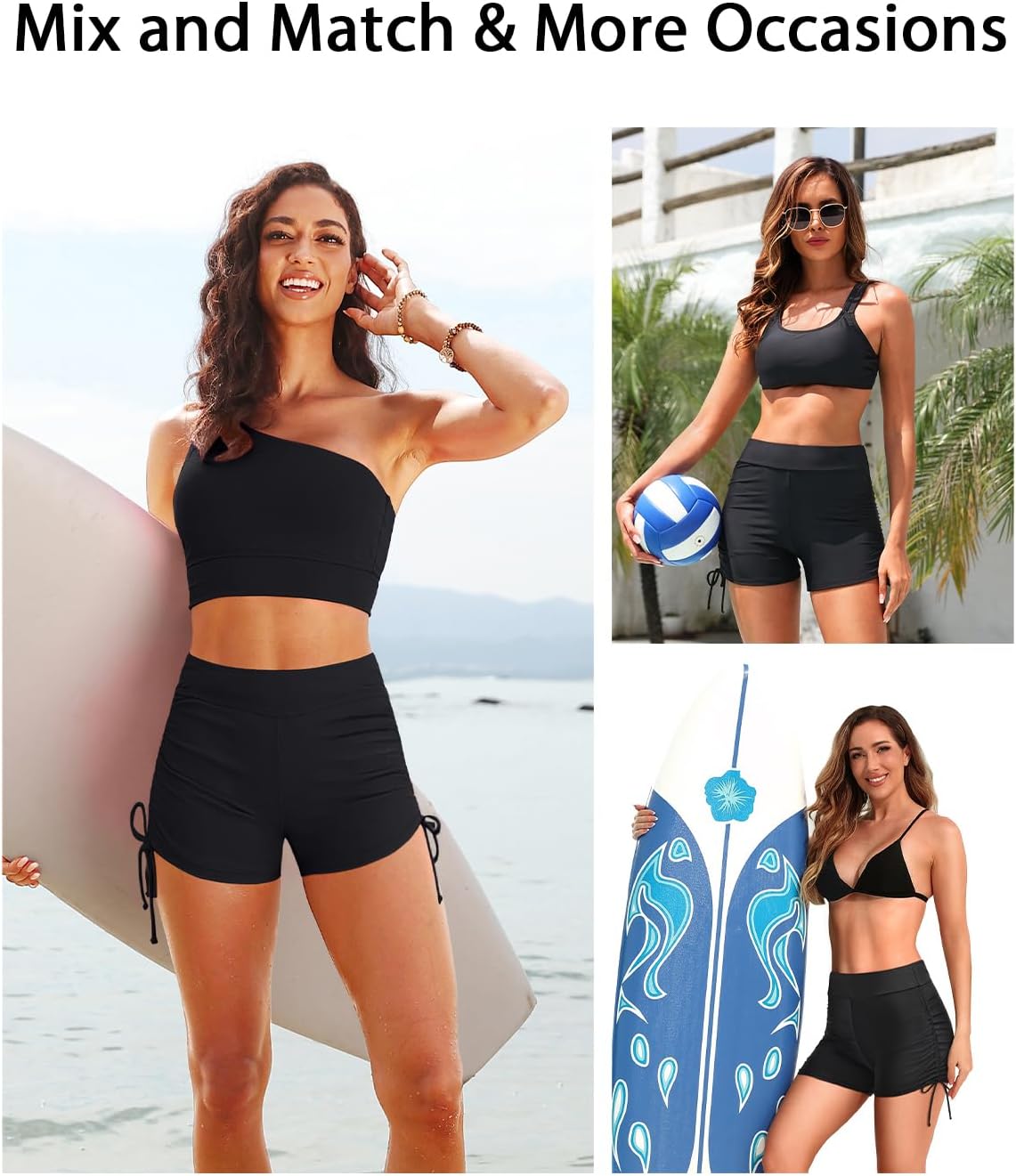 Holipick Women's Plus Size Swim Shorts High Waisted Bathing Suit Bottoms Sporty Tummy Control Swimsuit Shorts - Image 3