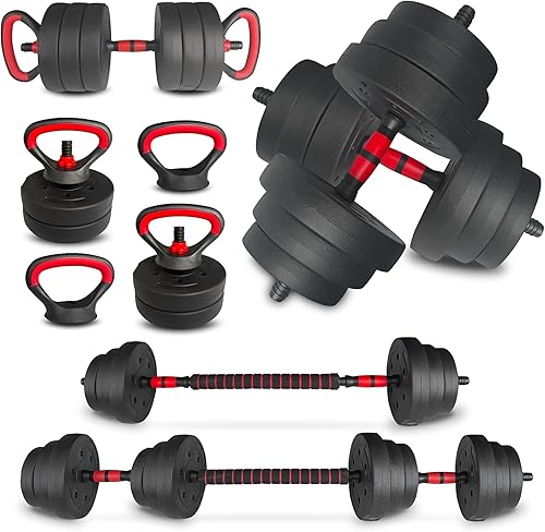 Juego de mancuernas ajustables 4 en 1, utilizadas como mancuernas, pesas rusas, barra de empuje, equipo multifuncional de gimnasio en casa de