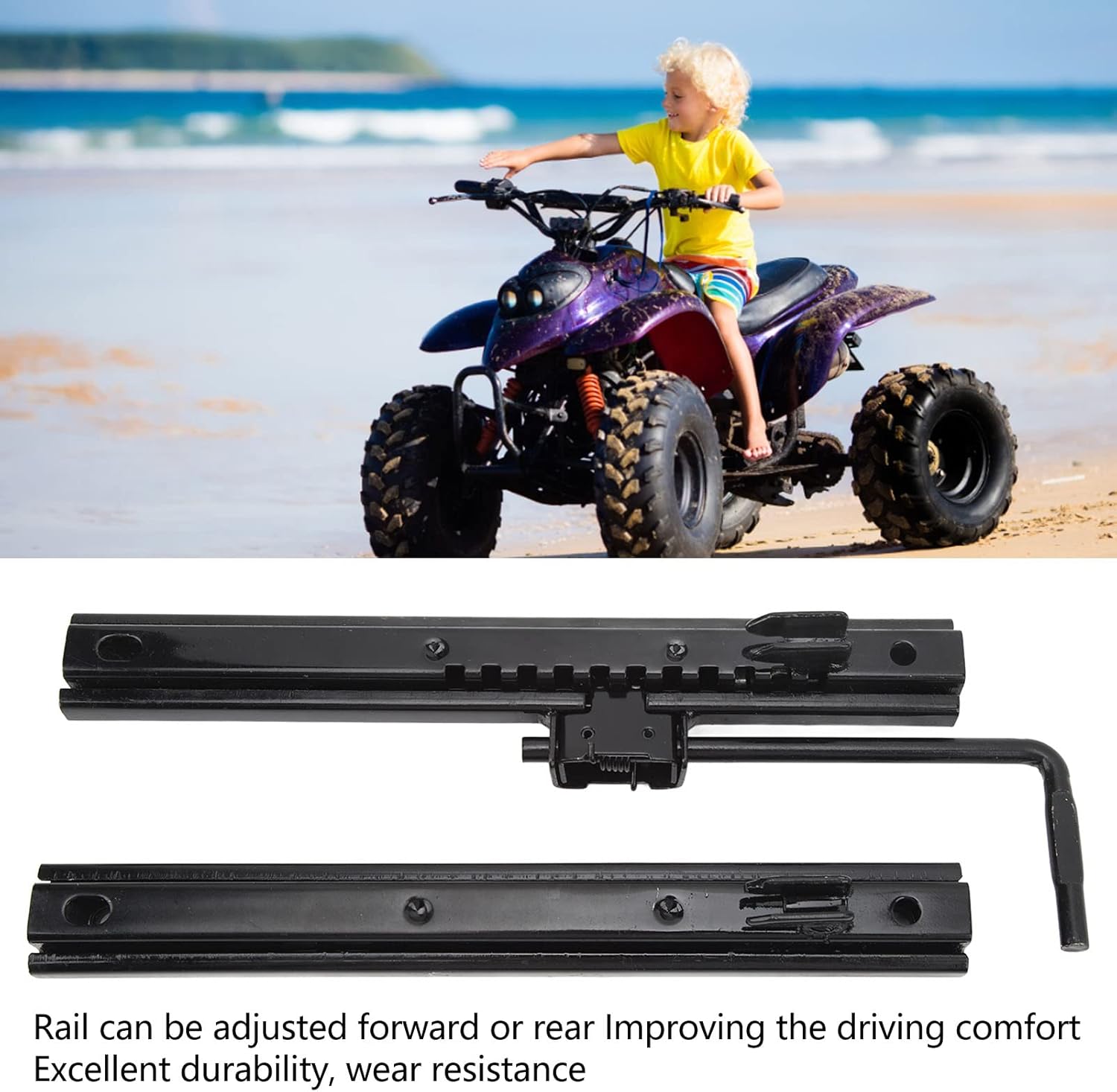 Adjustable Seat Slider, 2Pcs Seat Slider Track Strong Strength Adjustable Seat Slider Track for Go Kart Four Wheel Off Road UTV